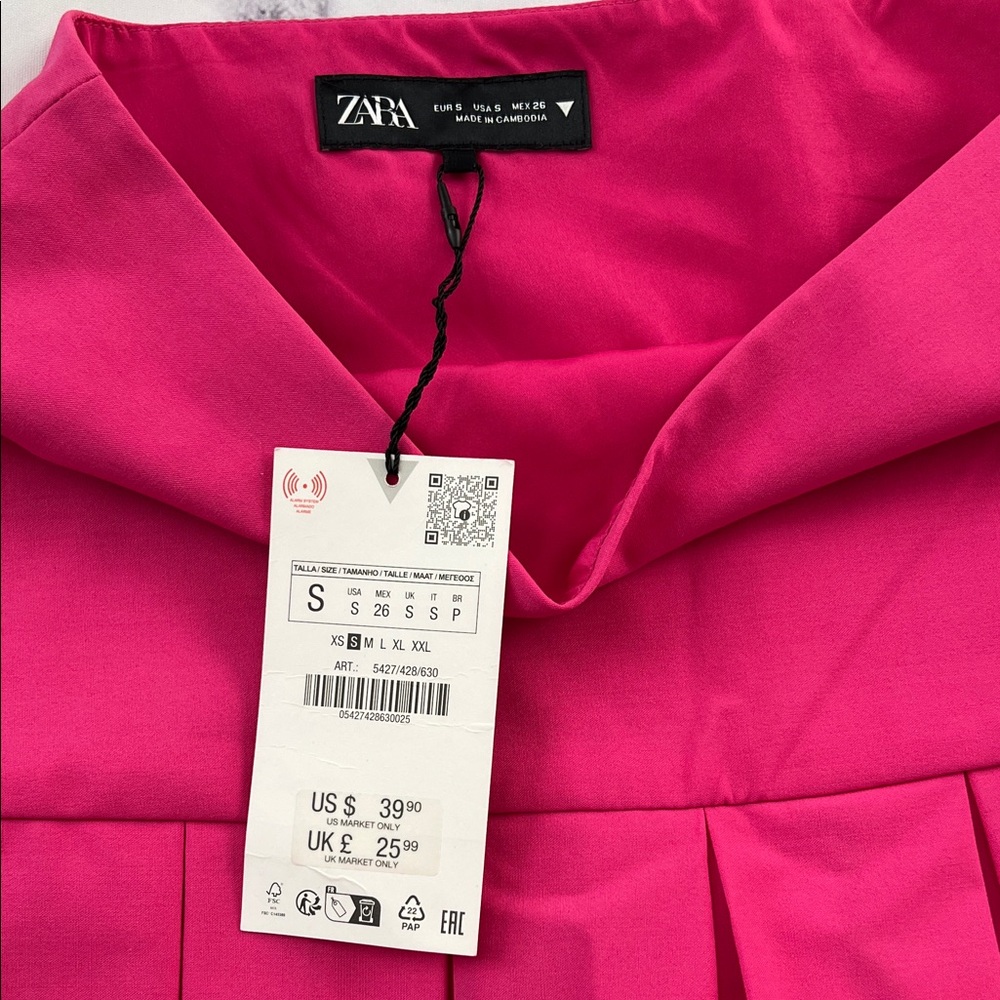 Zara Fuchsia Pleated Skater Skirt - Picture 3 of 14